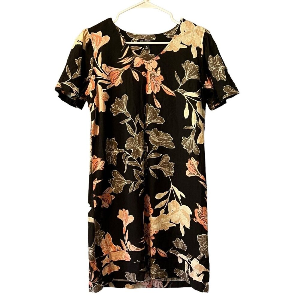 Nicole Miller Original Shift Dress Floral Linen Blend Size Small Cottagecore